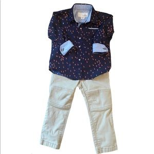 🦩 Khaki Pants and Navy & Pink Flamingo Shirt🦩